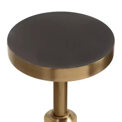 Kirklands Home Accent & End Tables|Antique Brass and Marble Adjustable Table Black