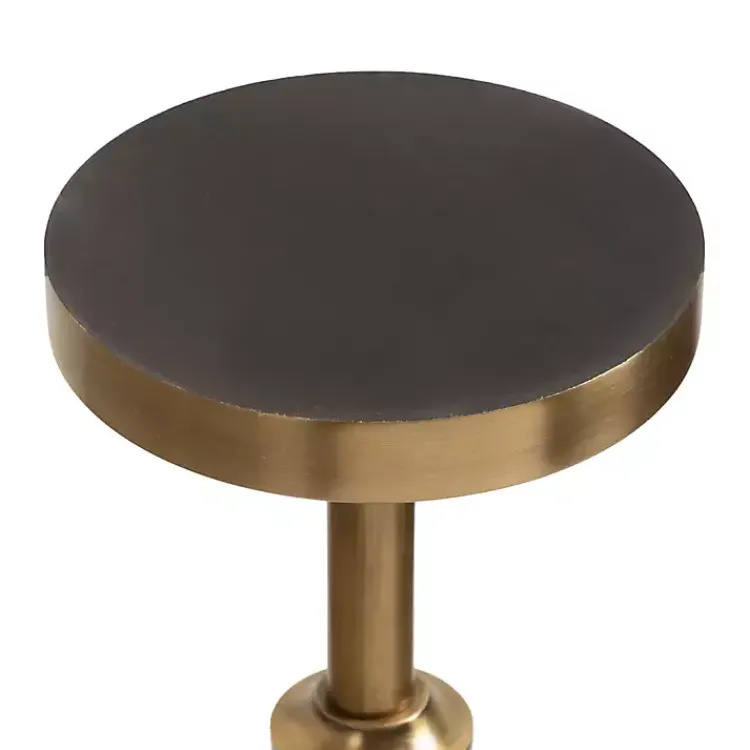 Kirklands Home Accent & End Tables|Antique Brass and Marble Adjustable Table Black