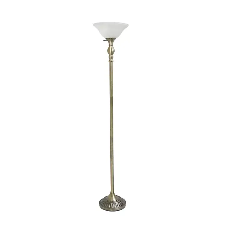 Kirklands Home Floor Lamps|Antique Brass and Marbleized Glass Torchiere Gray