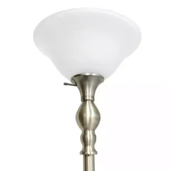 Kirklands Home Floor Lamps|Antique Brass and Marbleized Glass Torchiere Gray