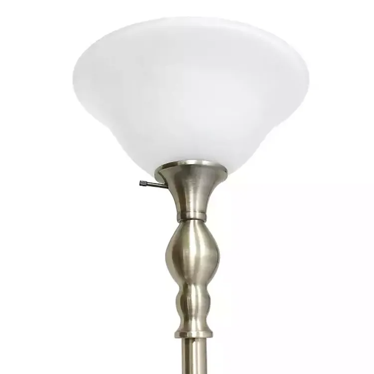 Kirklands Home Floor Lamps|Antique Brass and Marbleized Glass Torchiere Gray