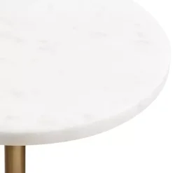 Kirklands Home Accent & End Tables|Antique Brass and Marble Adjustable Table White