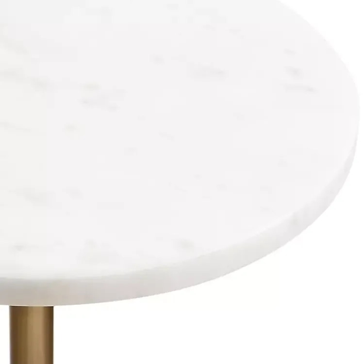 Kirklands Home Accent & End Tables|Antique Brass and Marble Adjustable Table White