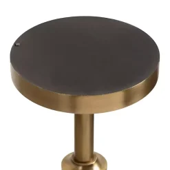 Kirklands Home Accent & End Tables|Antique Brass and Marble Adjustable Table White