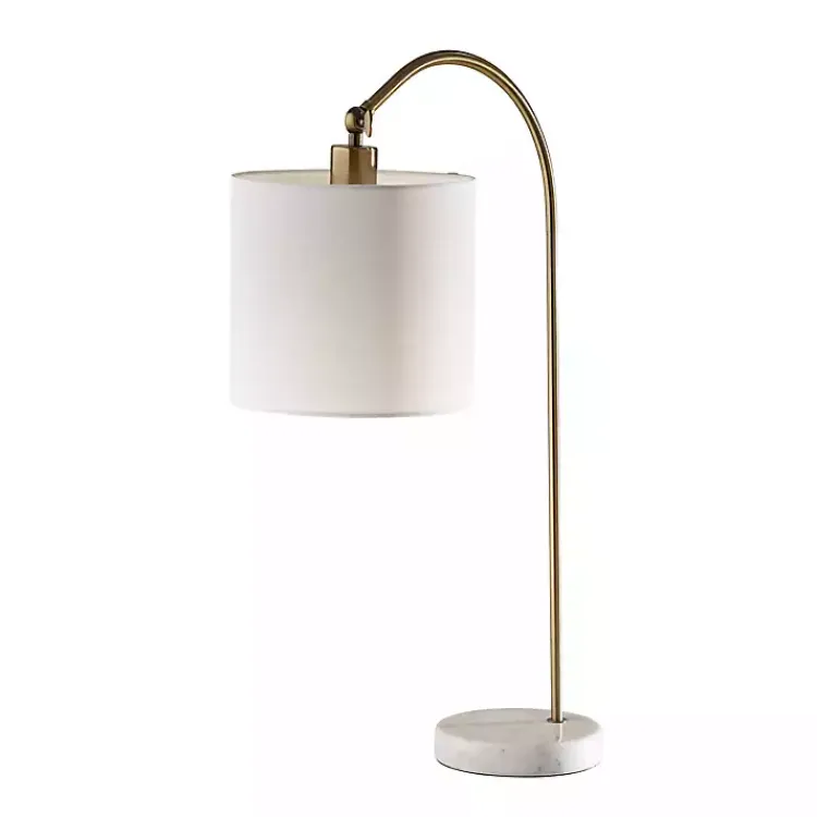 Kirklands Home Table Lamps|Antique Brass Arc Table Lamp White