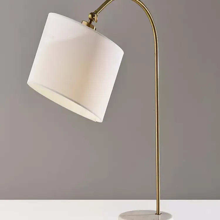 Kirklands Home Table Lamps|Antique Brass Arc Table Lamp White