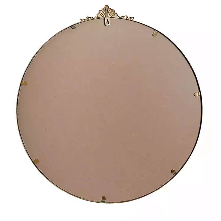 Kirklands Home Decorative Mirrors|Antique Brass Metal Ornate Round Mirror