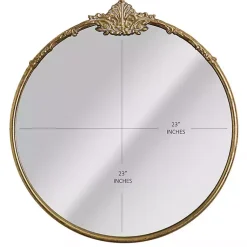 Kirklands Home Decorative Mirrors|Antique Brass Metal Ornate Round Mirror
