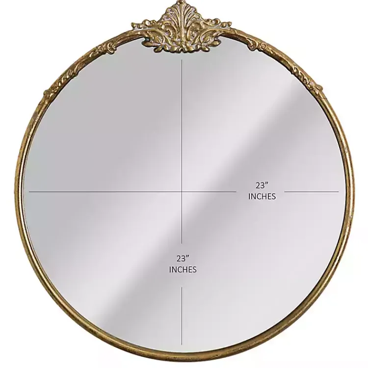 Kirklands Home Decorative Mirrors|Antique Brass Metal Ornate Round Mirror
