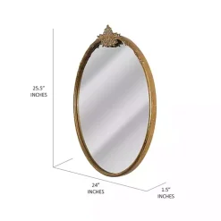 Kirklands Home Decorative Mirrors|Antique Brass Metal Ornate Round Mirror