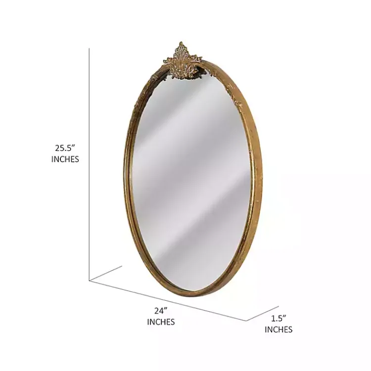 Kirklands Home Decorative Mirrors|Antique Brass Metal Ornate Round Mirror