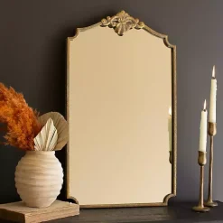 Kirklands Home Decorative Mirrors|Antique Brass Metal Vertical Wall Mirror