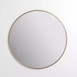 Kirklands Home Framed Mirrors|Antique Brass Nouveau Linear Round Mirror Gold