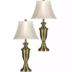 Kirklands Home Table Lamps|Antique Brass Table Lamp, Set of 2 White