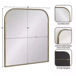 Kirklands Home Decorative Mirrors|Antique Brass Wide Arch Wall Mirror Gold