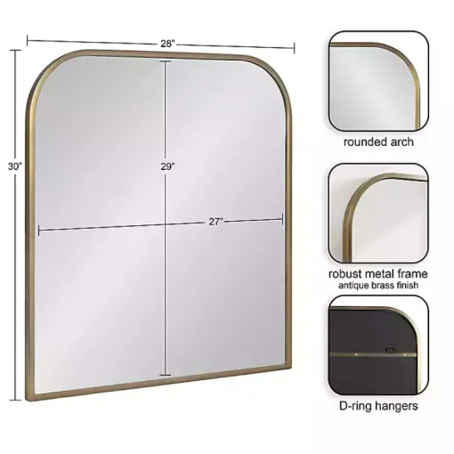 Kirklands Home Decorative Mirrors|Antique Brass Wide Arch Wall Mirror Gold