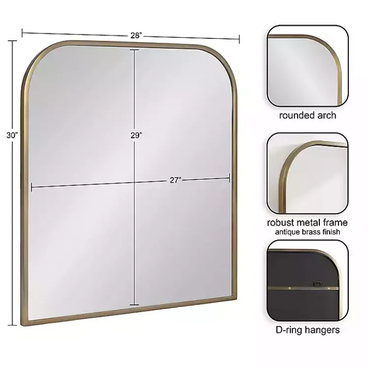 Kirklands Home Decorative Mirrors|Antique Brass Wide Arch Wall Mirror Gold
