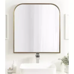 Kirklands Home Decorative Mirrors|Antique Brass Wide Arch Wall Mirror Gold