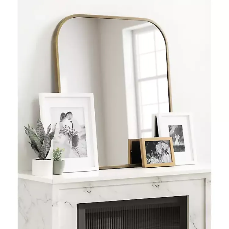 Kirklands Home Decorative Mirrors|Antique Brass Wide Arch Wall Mirror Gold