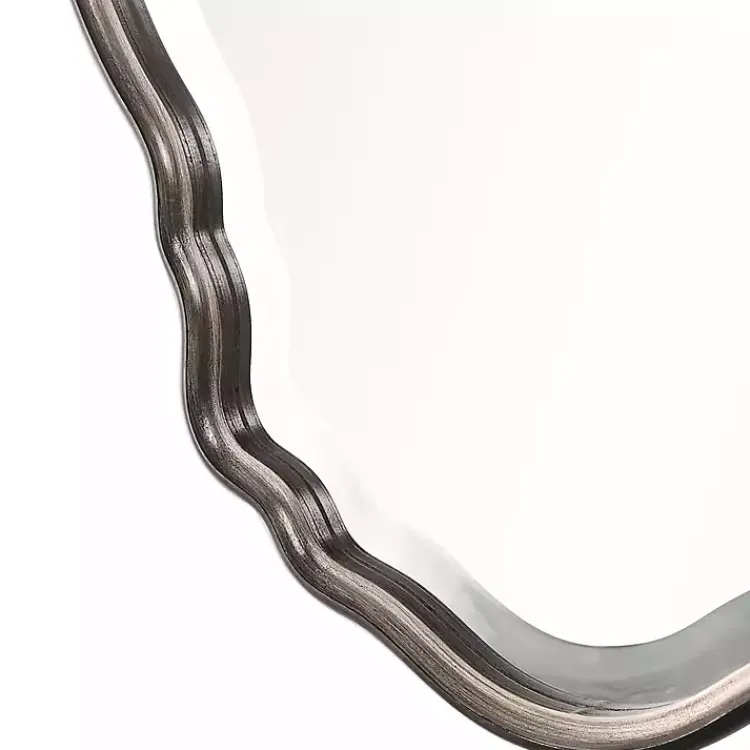 Kirklands Home Decorative Mirrors|Antique Bronze and Silver Curved Wooden Mirror