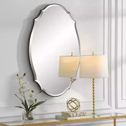 Kirklands Home Decorative Mirrors|Antique Bronze Curved Wall Mirror