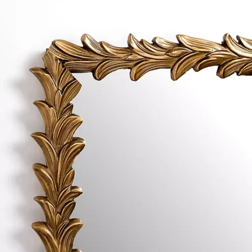 Kirklands Home Decorative Mirrors|Antique Bronze Leaf Frame Wall Mirror