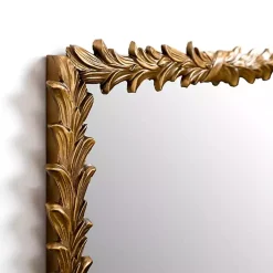 Kirklands Home Decorative Mirrors|Antique Bronze Leaf Frame Wall Mirror