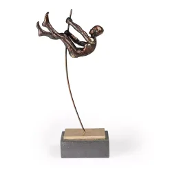 Clearance Antique Bronze Pole Vaulter Figurine, 15 in. Statues & Figurines