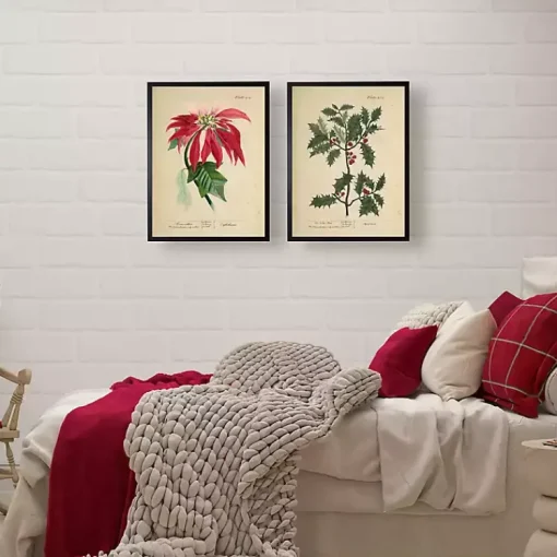 Outlet Antique Christmas Holly Framed Art Print Christmas Art & Wall Decor