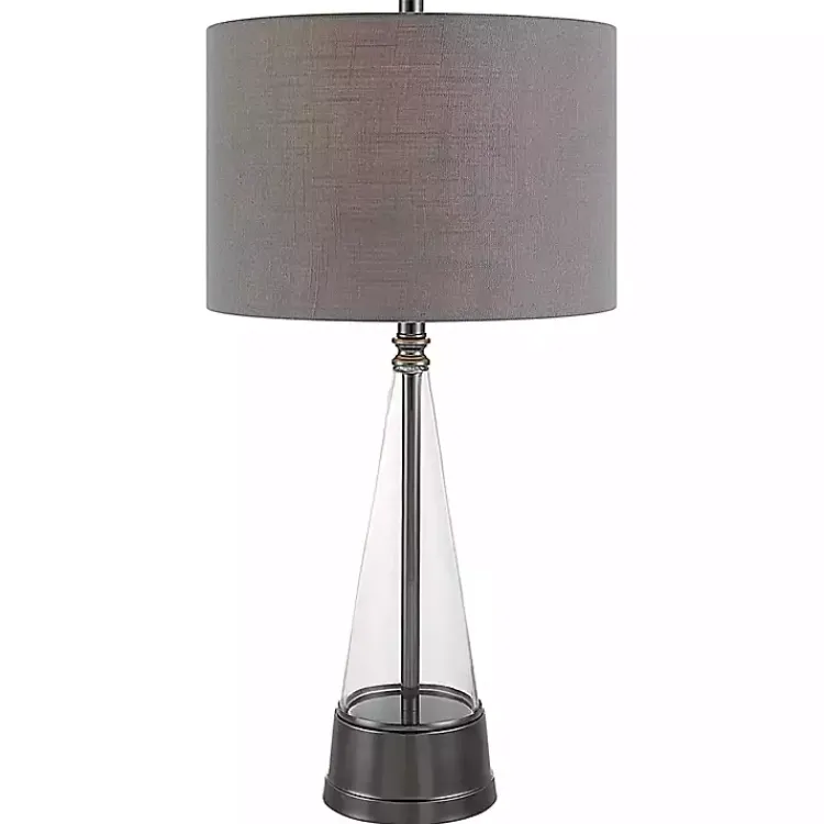 Kirklands Home Table Lamps|Antique Dark Nickel Cone Base Table Lamp Gray