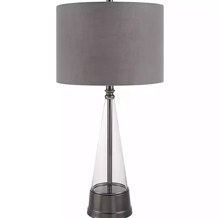 Kirklands Home Table Lamps|Antique Dark Nickel Cone Base Table Lamp Gray