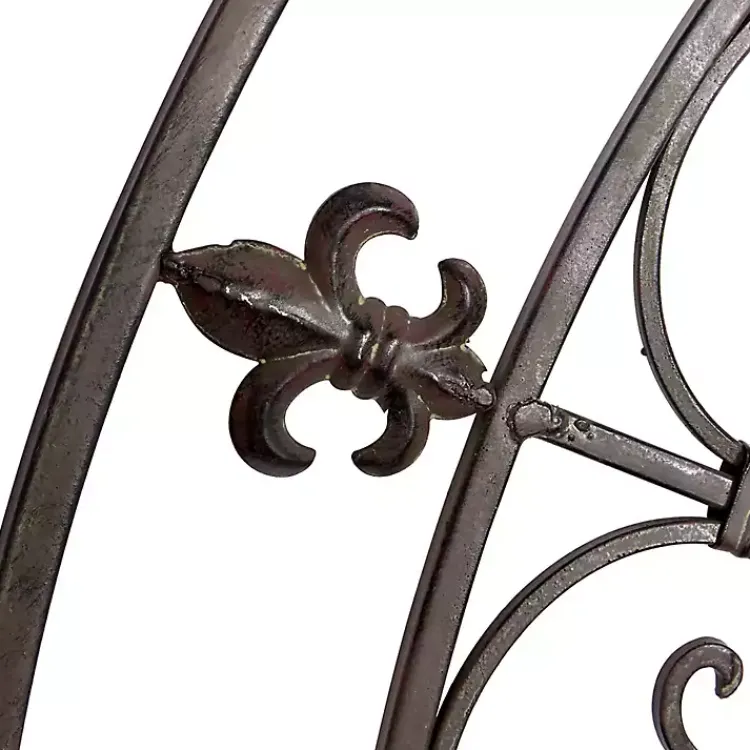 Kirklands Home Wall Plaques|Antique Fleur-de-Lis Medallion Metal Wall Plaque Black