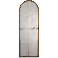 Kirklands Home Decorative Mirrors|Antique Gold Arched Metal Mirror