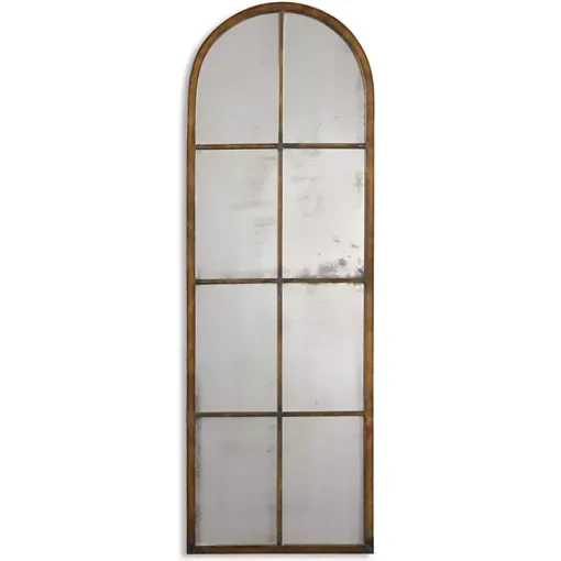 Kirklands Home Decorative Mirrors|Antique Gold Arched Metal Mirror
