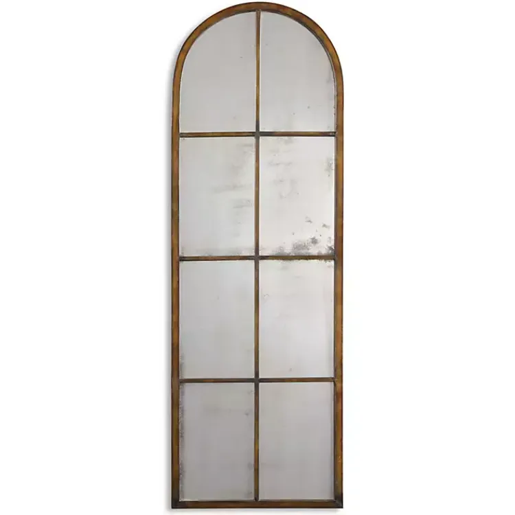 Kirklands Home Decorative Mirrors|Antique Gold Arched Metal Mirror