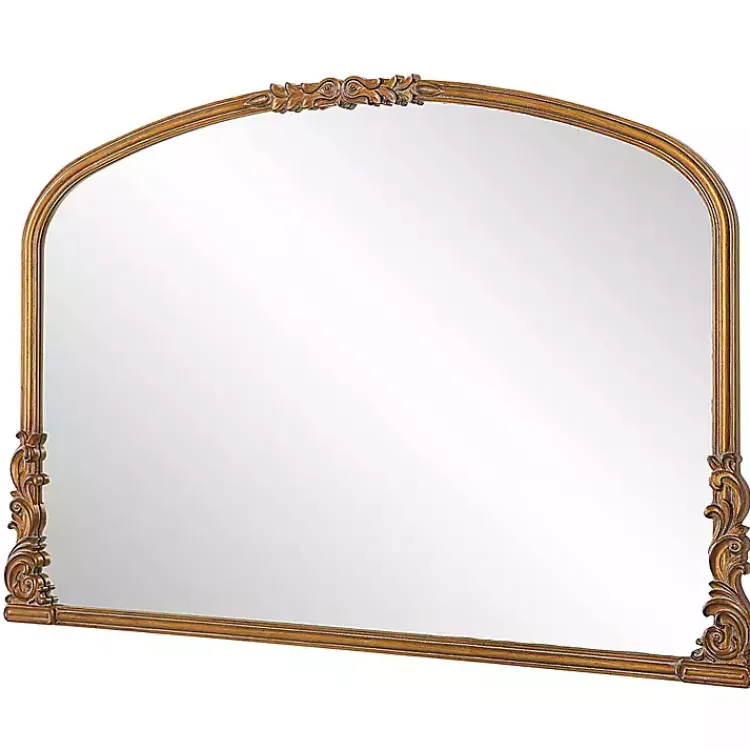 Kirklands Home Decorative Mirrors|Antique Baroque Arched Wall Mirror Gold