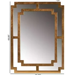 Kirklands Home Decorative Mirrors|Antique Gold Geometric Overlay Wall Mirror