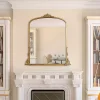 Kirklands Home Decorative Mirrors|Antique Gold Metal Baroque Arch Wall Mirror