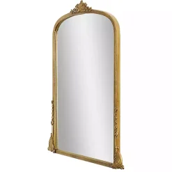 Kirklands Home Decorative Mirrors|Antique Gold Metal Baroque Arch Wall Mirror