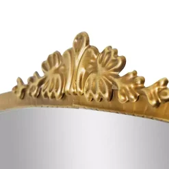 Kirklands Home Decorative Mirrors|Antique Gold Metal Baroque Arch Wall Mirror