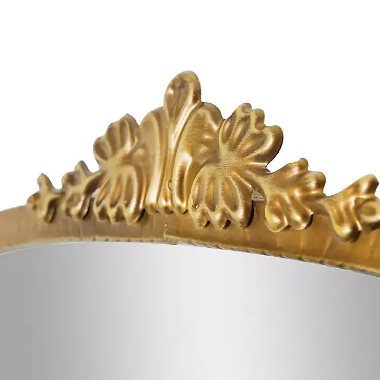 Kirklands Home Decorative Mirrors|Antique Gold Metal Baroque Arch Wall Mirror