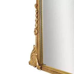 Kirklands Home Decorative Mirrors|Antique Gold Metal Baroque Arch Wall Mirror