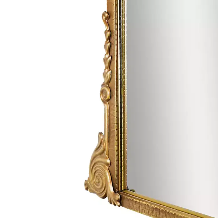 Kirklands Home Decorative Mirrors|Antique Gold Metal Baroque Arch Wall Mirror