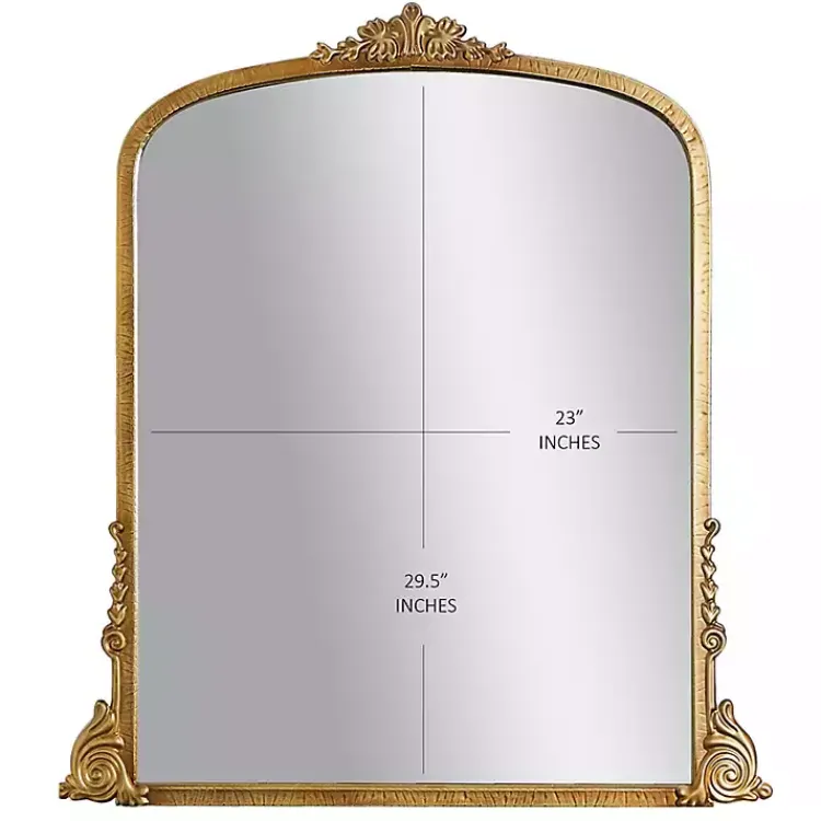 Kirklands Home Decorative Mirrors|Antique Gold Metal Baroque Arch Wall Mirror