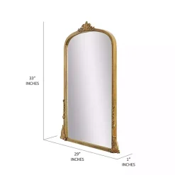 Kirklands Home Decorative Mirrors|Antique Gold Metal Baroque Arch Wall Mirror
