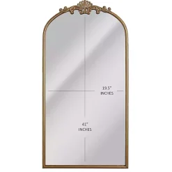 Kirklands Home Decorative Mirrors|Antique Gold Metal Ornate Arch Wall Mirror