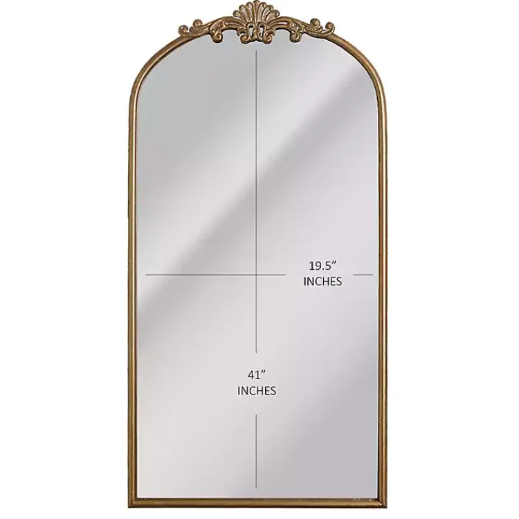Kirklands Home Decorative Mirrors|Antique Gold Metal Ornate Arch Wall Mirror