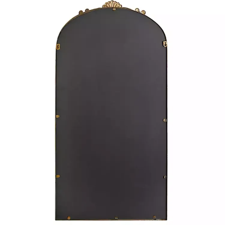 Kirklands Home Decorative Mirrors|Antique Gold Metal Ornate Arch Wall Mirror