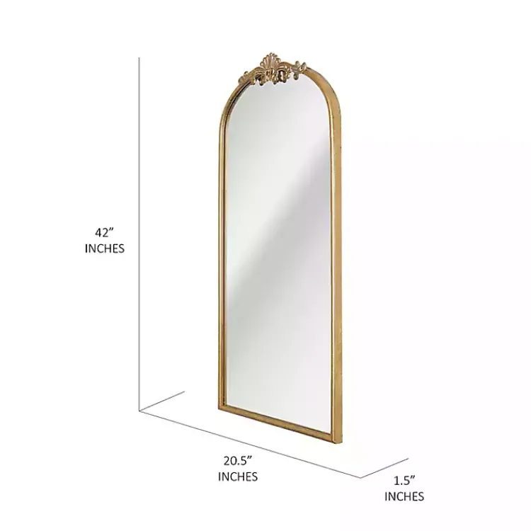 Kirklands Home Decorative Mirrors|Antique Gold Metal Ornate Arch Wall Mirror