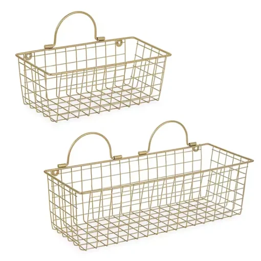 Kirklands Home Wall Storage|Antique Gold 2-pc. Wire Basket Set